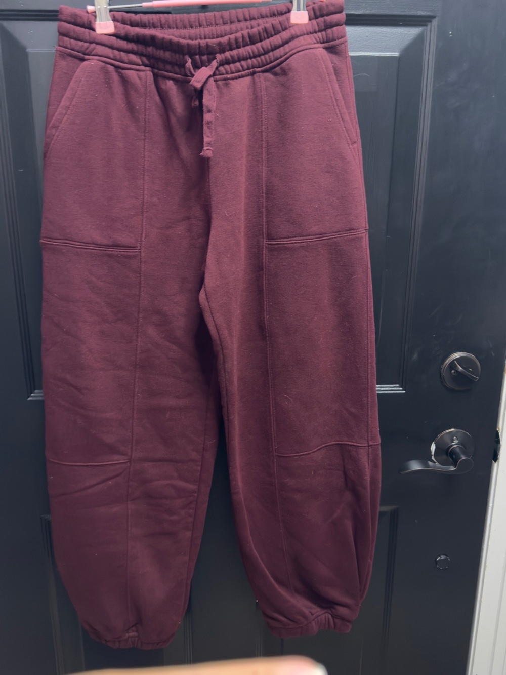 Rae Mode Women’s Burgundy Fleece Barrel Jogger Pants